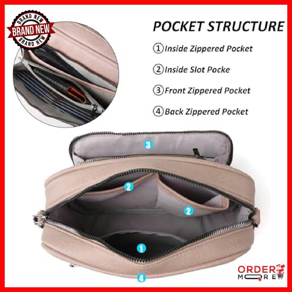 Leather Crossbody Bag with 8 Card Slots, Anti-Theft Design, Adjustable Strap - Picture 5 of 8